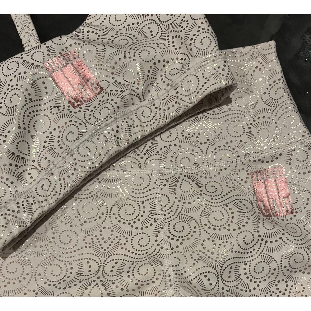 RARE StretchLab GLYDER Metallic Gold Snake Foil Activewear Set Sz XS